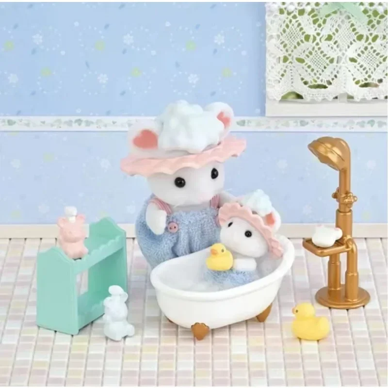 Famiglia Sylvanian culla Goodnight rabbit sleep and marshmallow mouse bath shampoo set da bagno ragazza play house simulazione doll