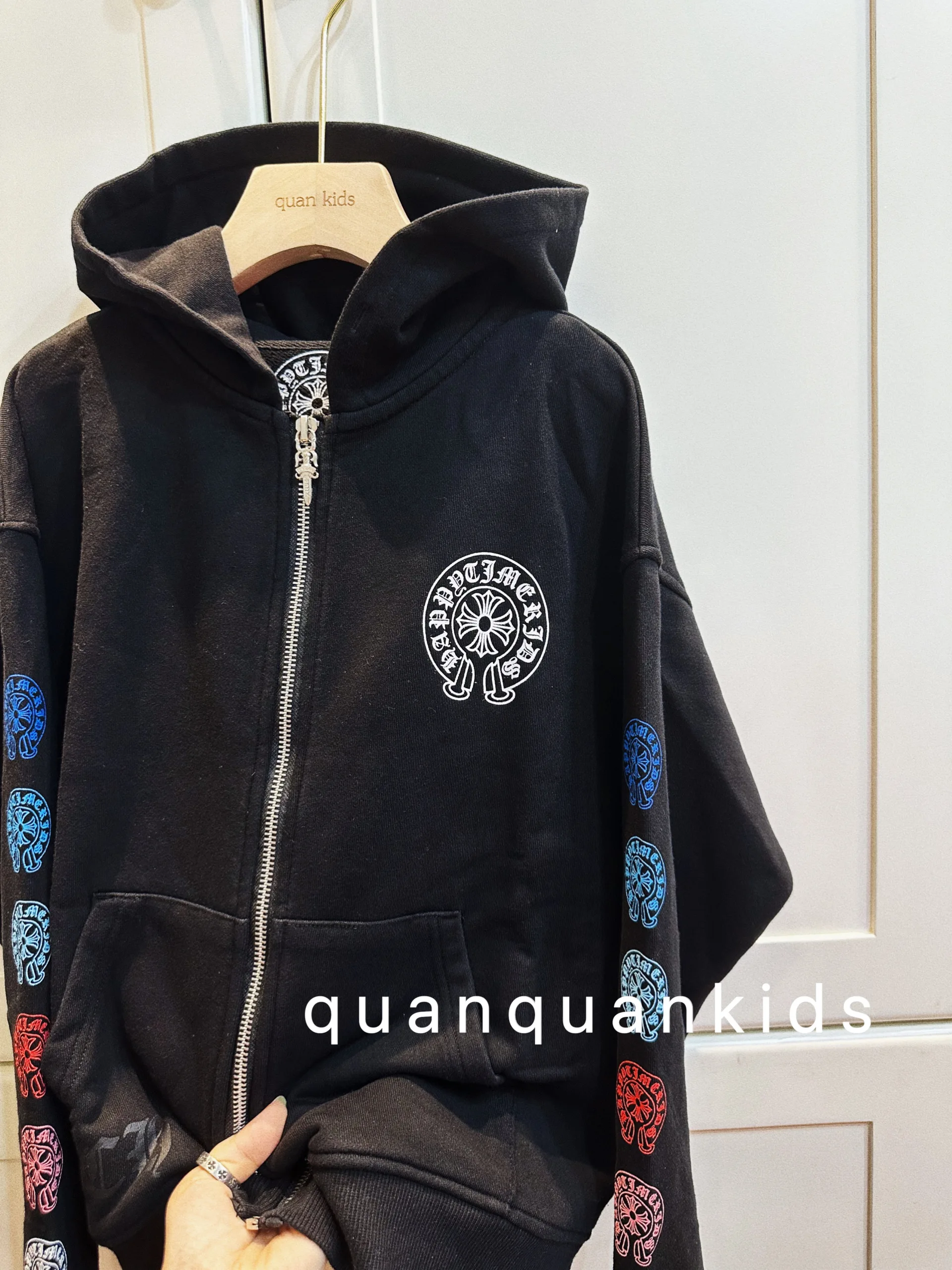 Cool Zipper Hoodie Street Dance Style Cotton Jacket for Boys And Girls Spring Autumn Loose Fit Hat Hood Print Casual Outerwear