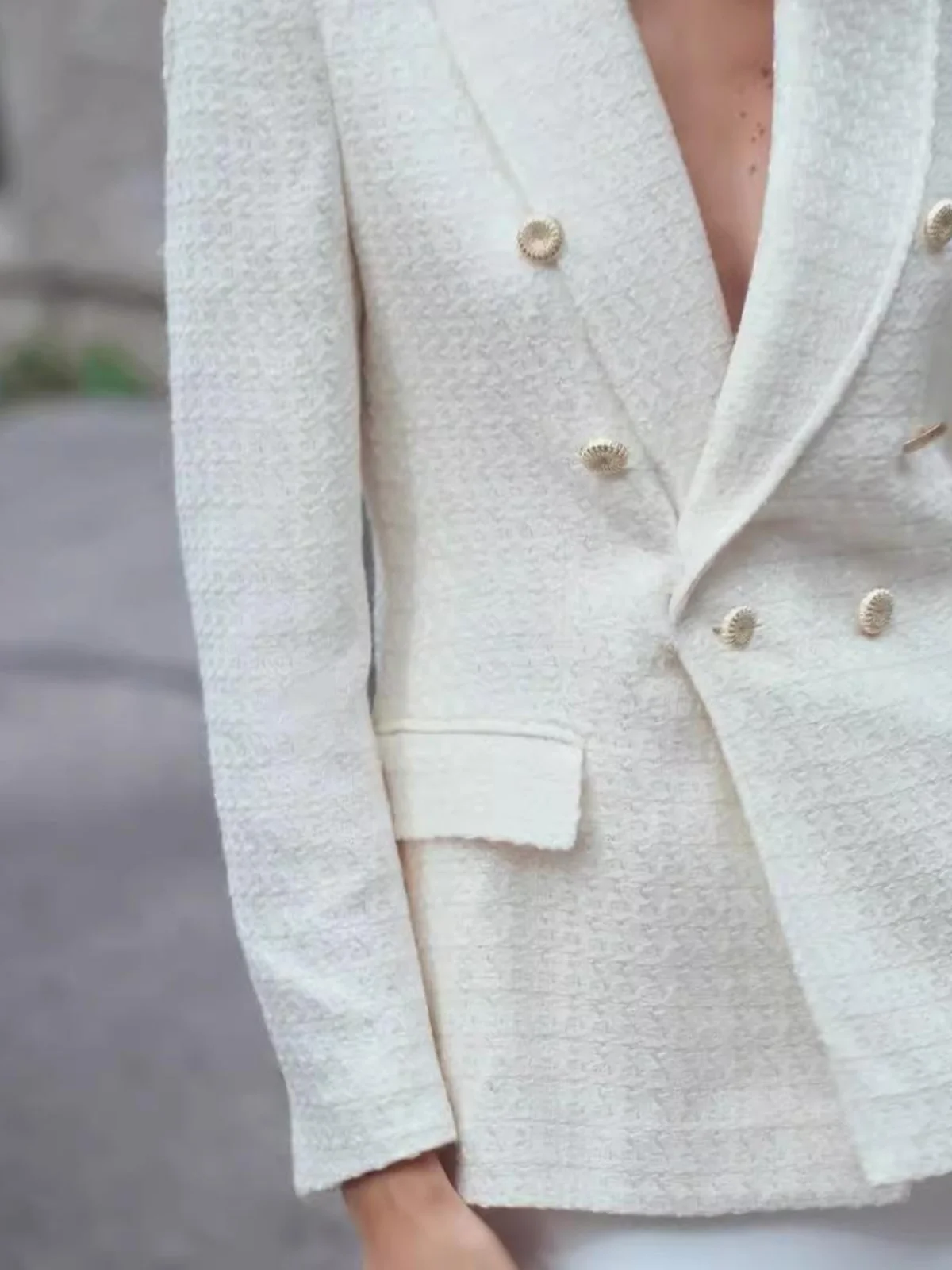 Abito lungo Sve doppiopetto con trama bianca Jaet per donna Autunno Inverno Nuovo Sle Faion Ele Versatile vestibilità ampia