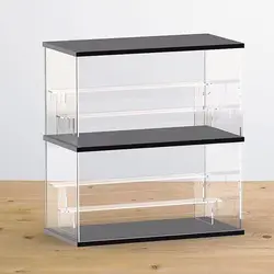 Double Acrylic Transparent Display Cabinet, Stepped Dustproof Storage Boxes for Blind Boxes Toys, Figures Storage and Display