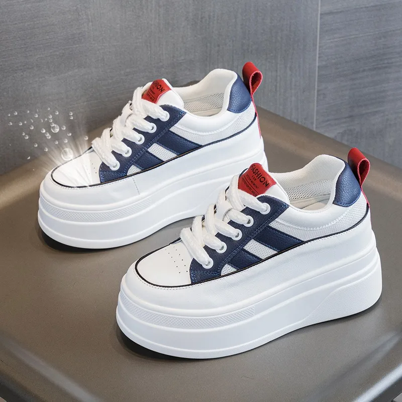 

Женские повседневные кожаные туфли Borad, весна-осень 2022, вулканизированная обувь на платформе со шнуровкой, уличные женские нескользящие кроссовки