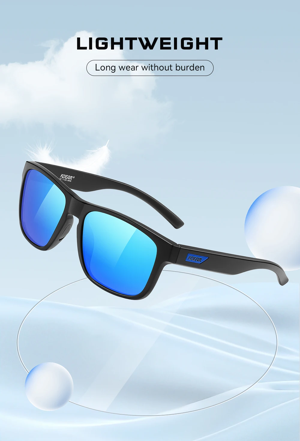 KDEAM XXL-Größe, polarisierte Sonnenbrille für Herren, Outdoor-Sportbrille, Gesamtbreite 155 mm, extra große Sonnenbrille – Detail 1