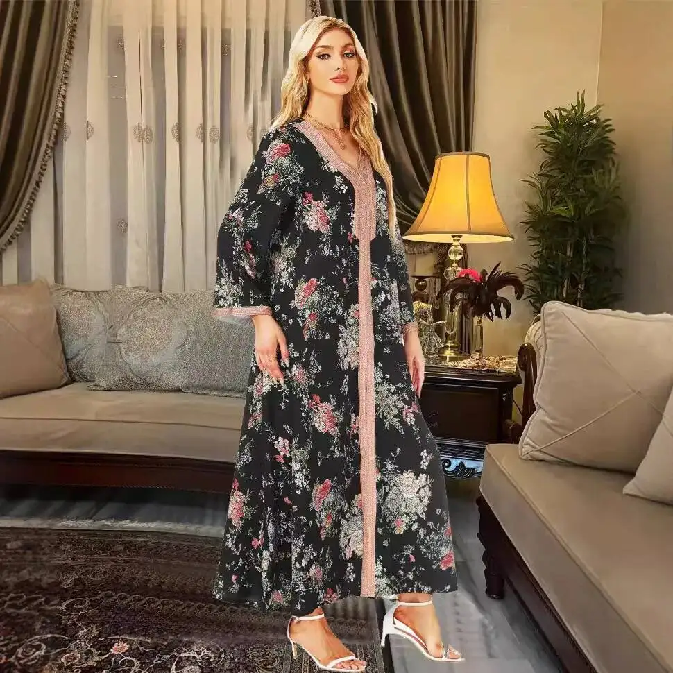 

Arab Women's Dress, Long Skirt, Elegant and Luxurious Printed Dress, Abaya Robe Abaya Ramadan Dubai Luxury Islam Elegant