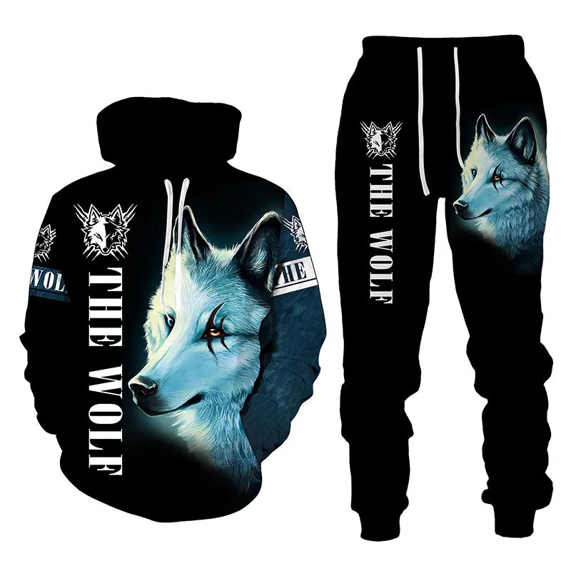 Tier 3d Löwe Tiger gedruckt Hoodie Hosen Anzug coole Männer/Frauen 2 Stück Sport bekleidung Trainings anzug Set Herbst und Winter Herren bekleidung