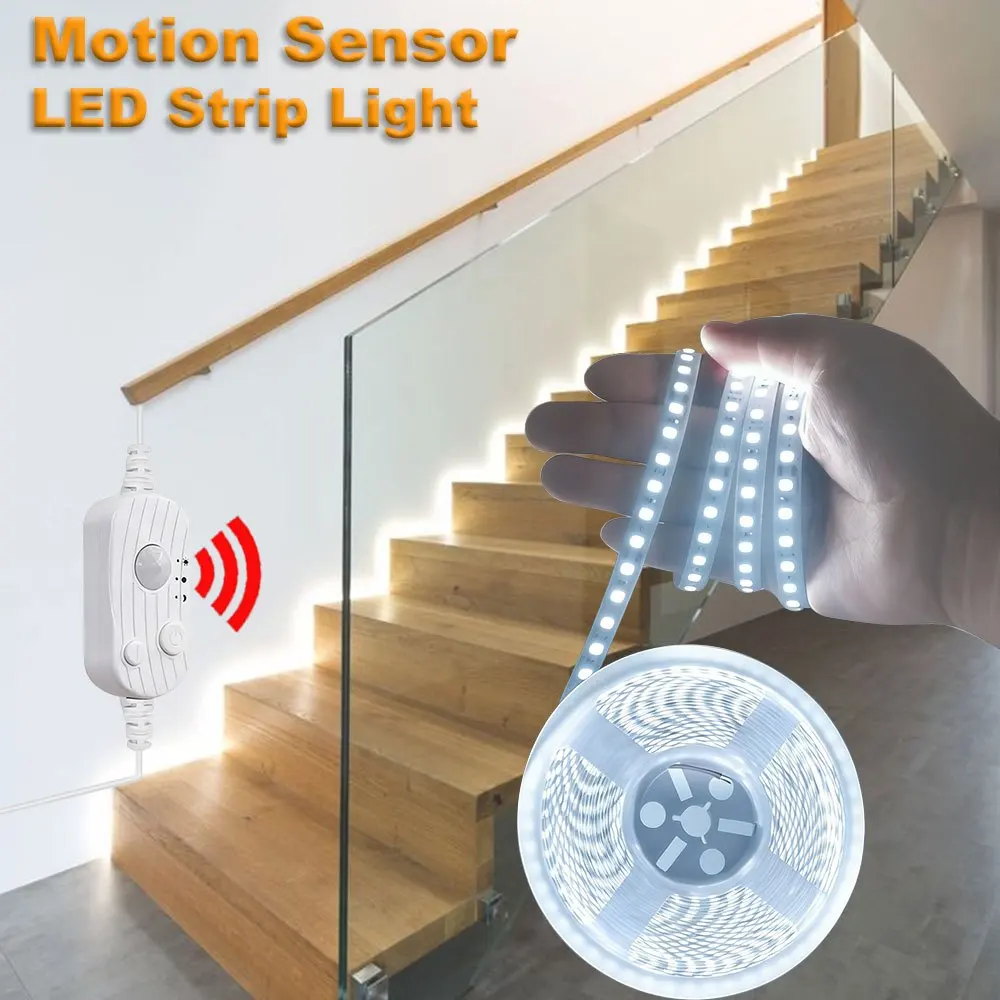 Human Body Sensor Switch Motion Sensor LED Strip Light USB Motion Sensor Strip Light for Room Decor TV BackLight Cabinets