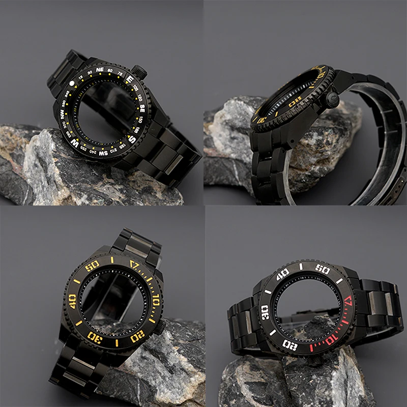 Black Watch Case King Samurai PROSPEX Series Bracelet Band For 4R35 4R36 NH35 NH36 Automatic Movement Sapphire Glass 200M