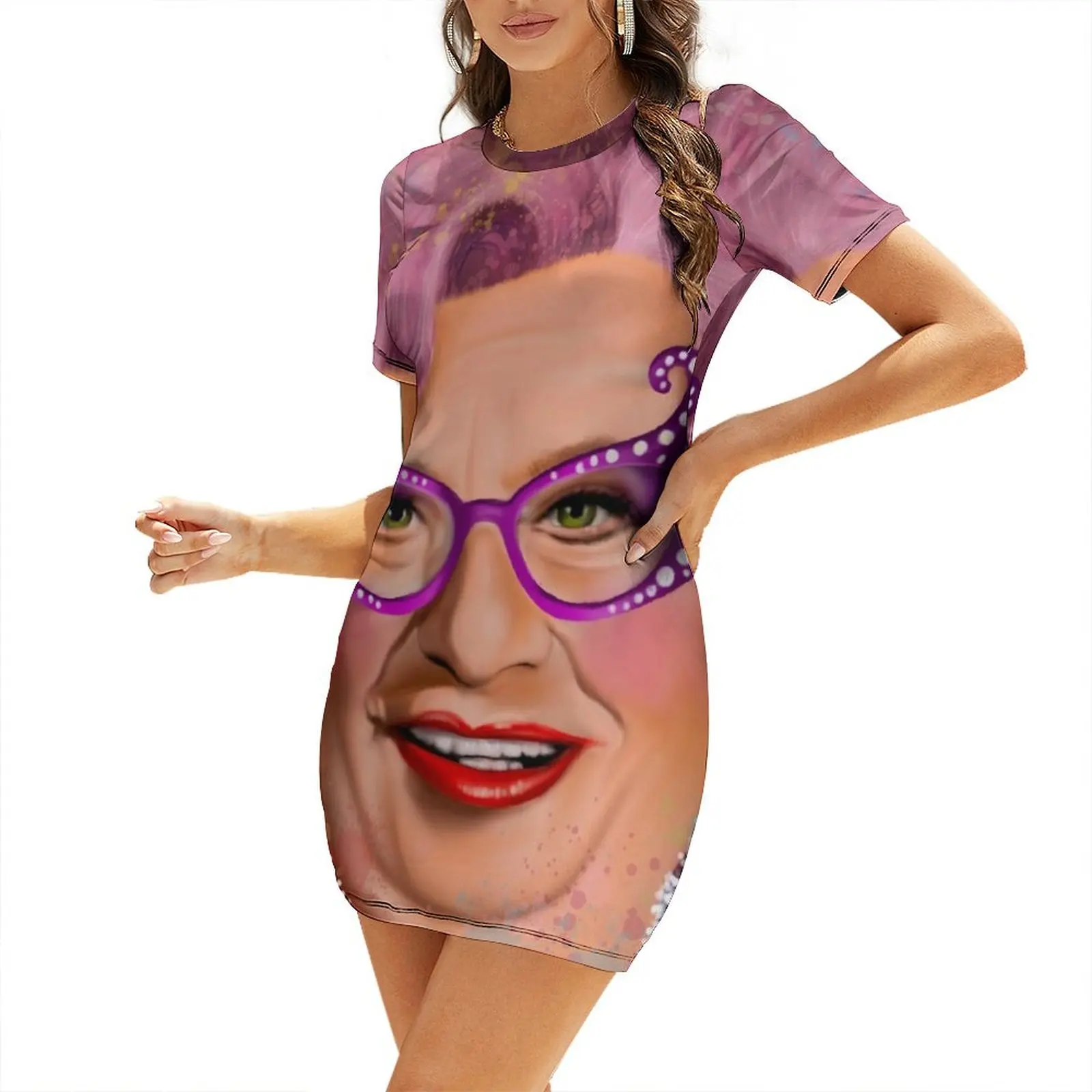 

Dame Edna Short Sleeved Dress women's evening dress 2025 long dress women loose summer