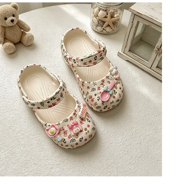2026 Sommer Mädchen Mode Dickbodige Lochschuhe EVA Pantoffeln Rutschfeste Baotou-Slipper Outdoor Strand-Sandalen – Detail 9