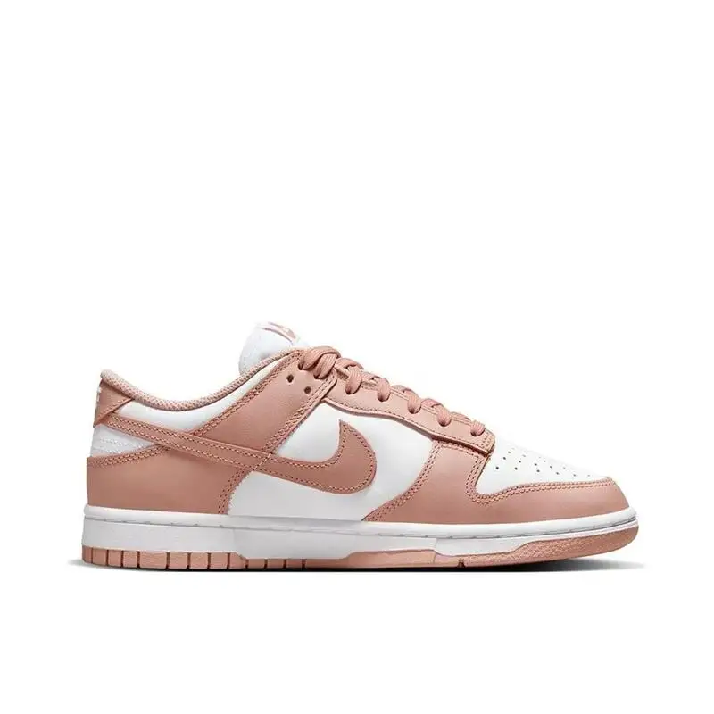 Nike Dunk Rose Whisper Leather Retro Anti Slip Wear Resistant Lightweight Casual Low Cut Board Shoes for Women Rose Pink