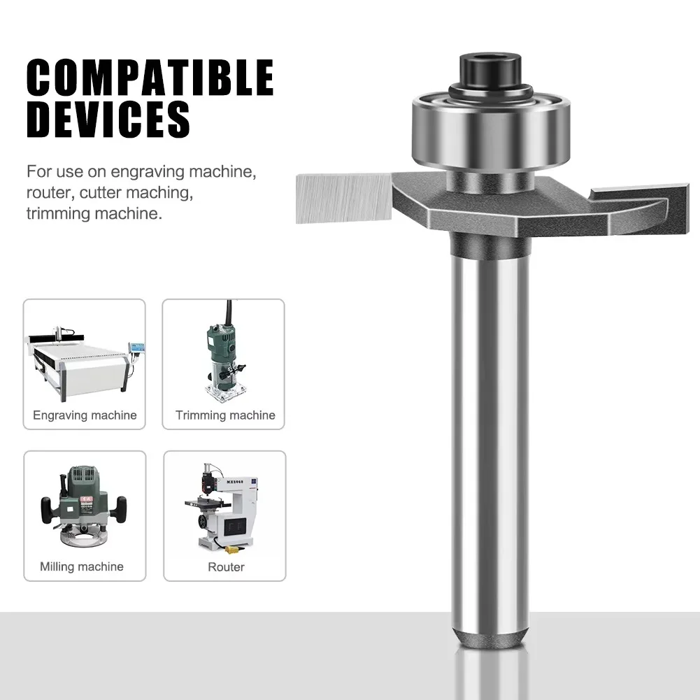 1pc 1/4" 1/2" Shank Ball T-cutter Woodworking Milling Router Bit Slotting Cutter 2-in-1 Slotting Crabapple Angle Milling Cutter