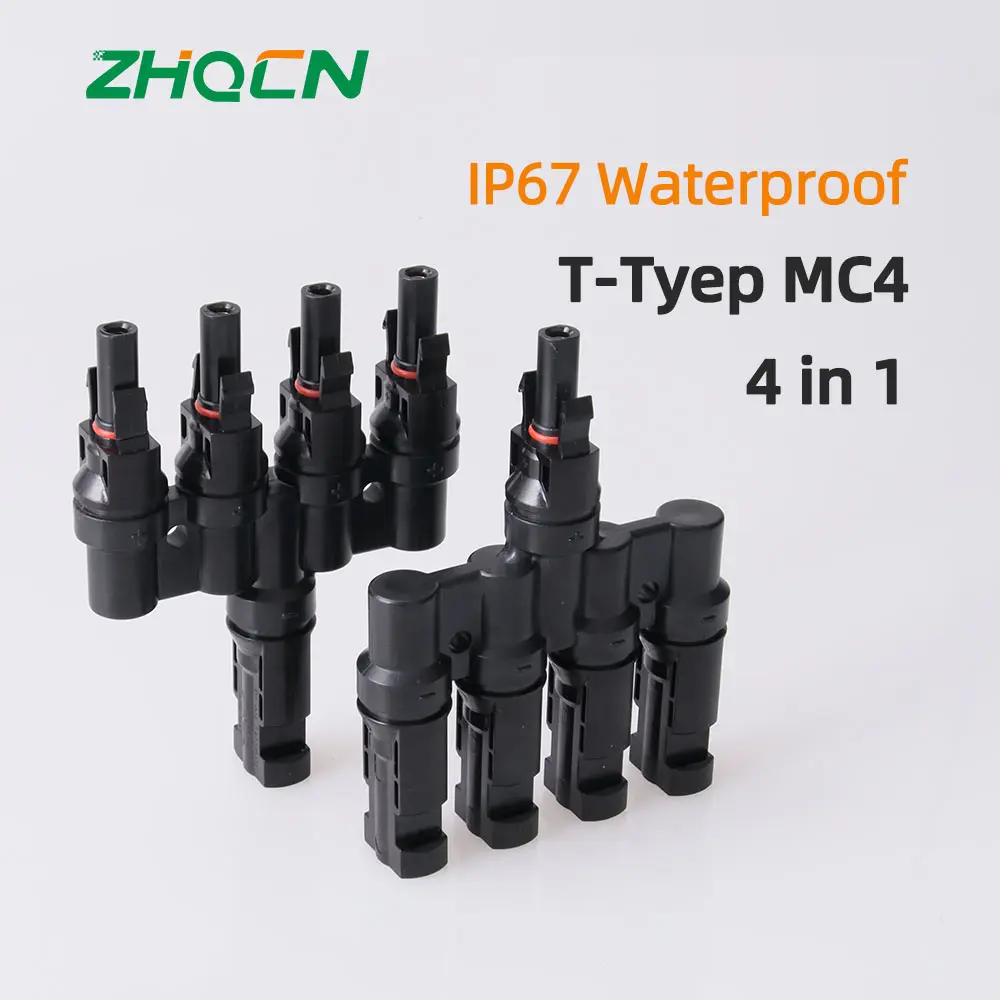 

ZHQCN T Type T4 1 Pair Solar Panel Extension Cable Wire PV Connector Electrical Photovoltaic Panel Wire Connector 1000V 50A