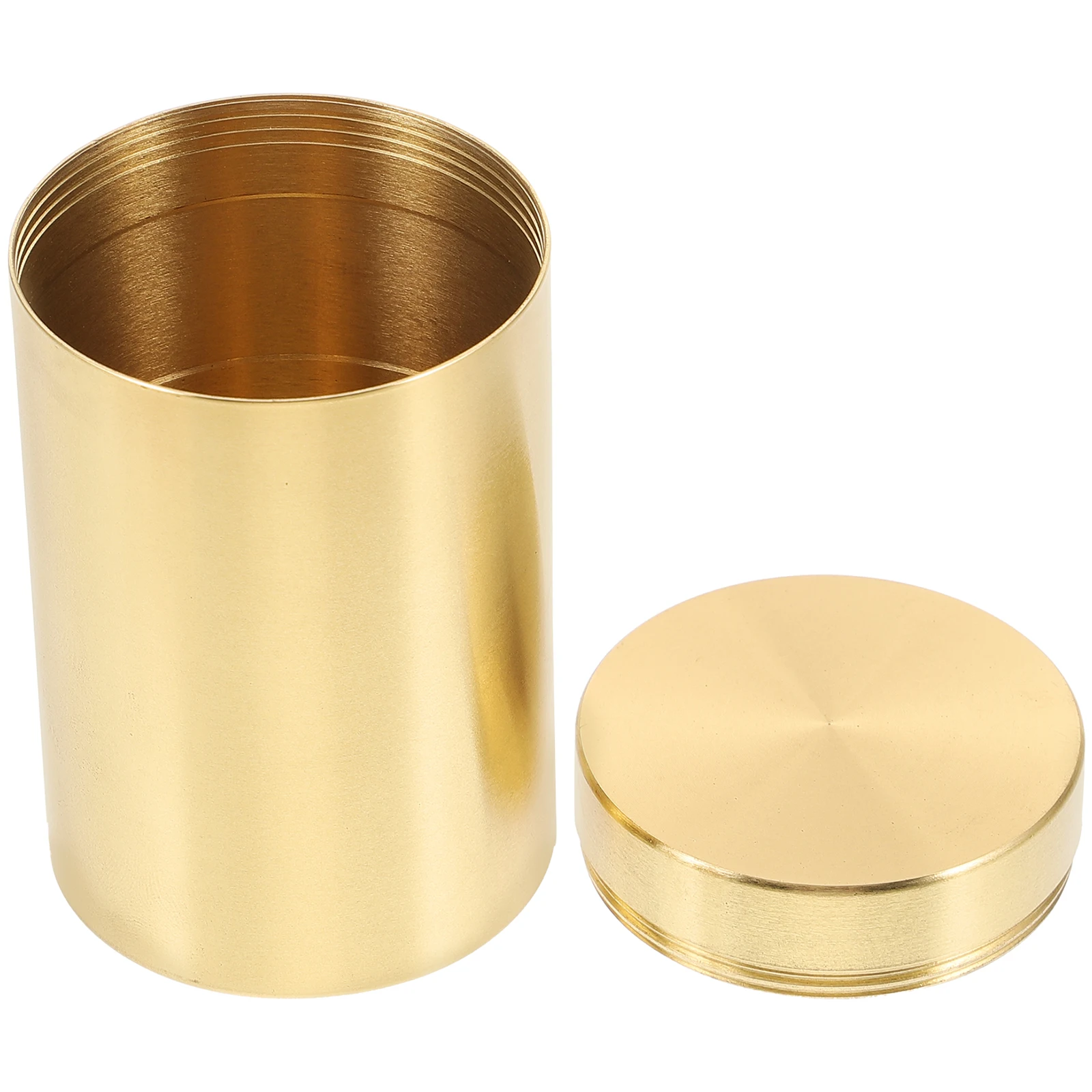 

1pc Brass Tea Small Containers Airtight Lids Storage Jars for Tea Coffee Beans Oatmeal Home Kitchen Use Food Container