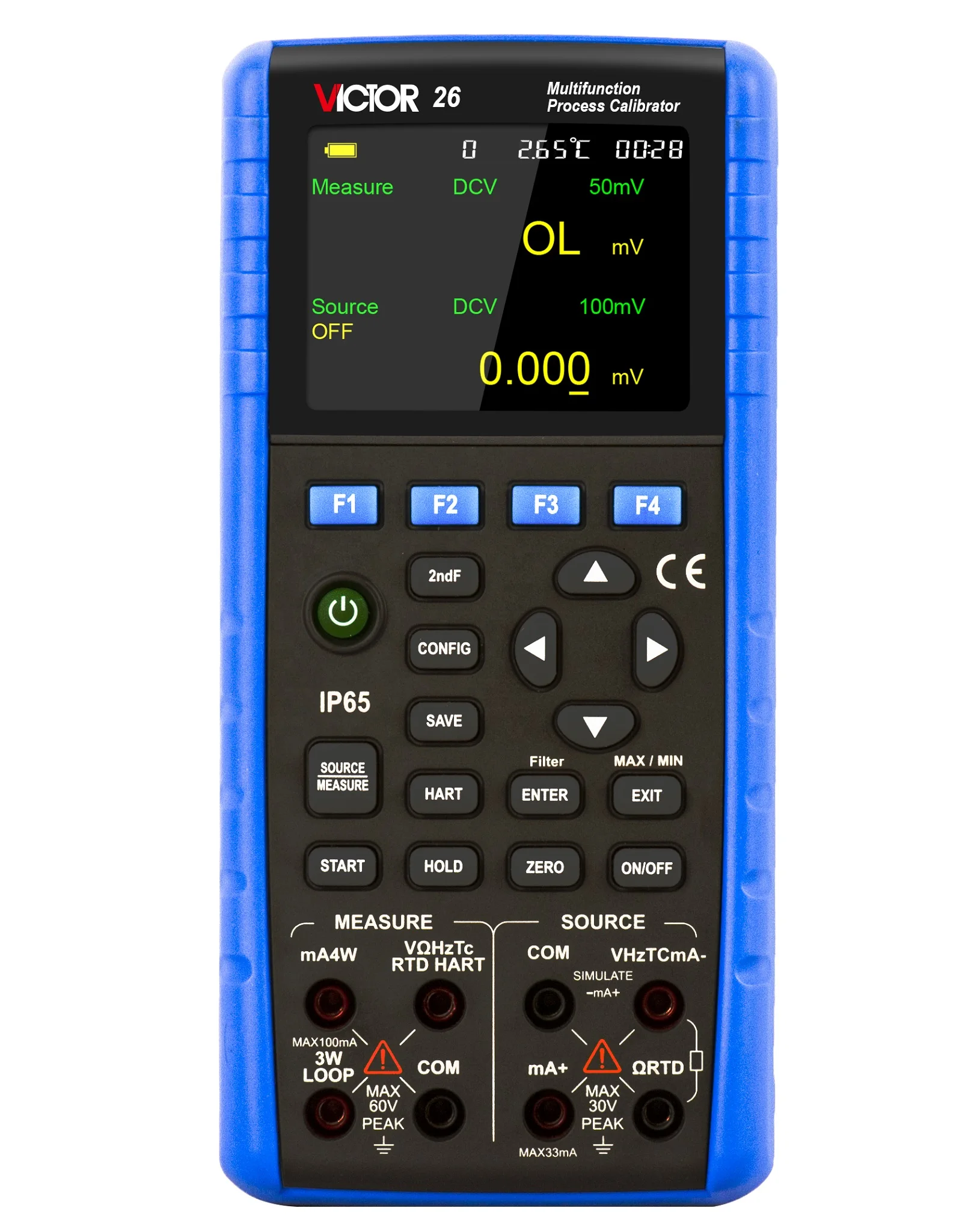 

VICTOR 26 0.01% Accuracy 5 Digit Display 24V Loop Circuit IP65 Multifunction Process Calibrator Signal Generator