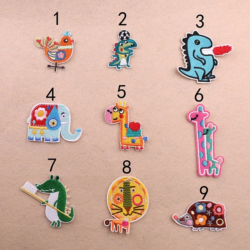 High-quality Patch DIY Small Cheap Embroidered Cute Patches Dinosaur Animal Iron On Kids Cartoon Patches For Clothes Stickers