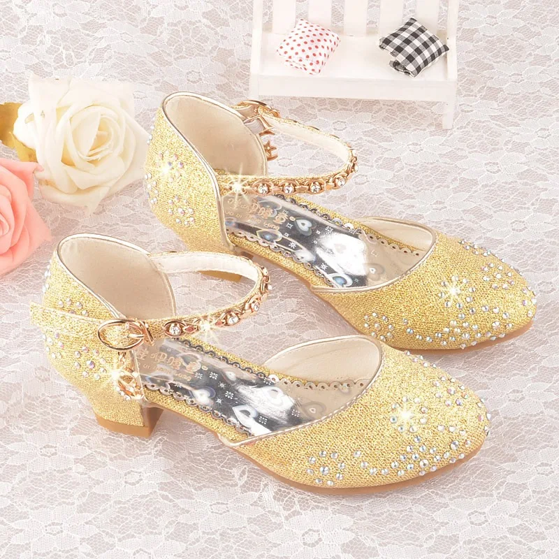 Mädchen Glitter Sandalen kinder High Heels Schuhe Kinder Leistung Kristall Sandalen Baby Laufsteg Prinzessin kinder Schuhe