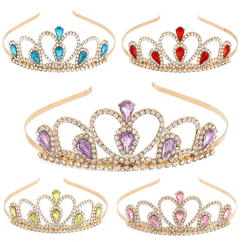 Fashion Water Drop Crystal Small Tiaras Crown for Women Party Birthday Headbands Bridal Wedding Dress Hair Jewelry Accessories