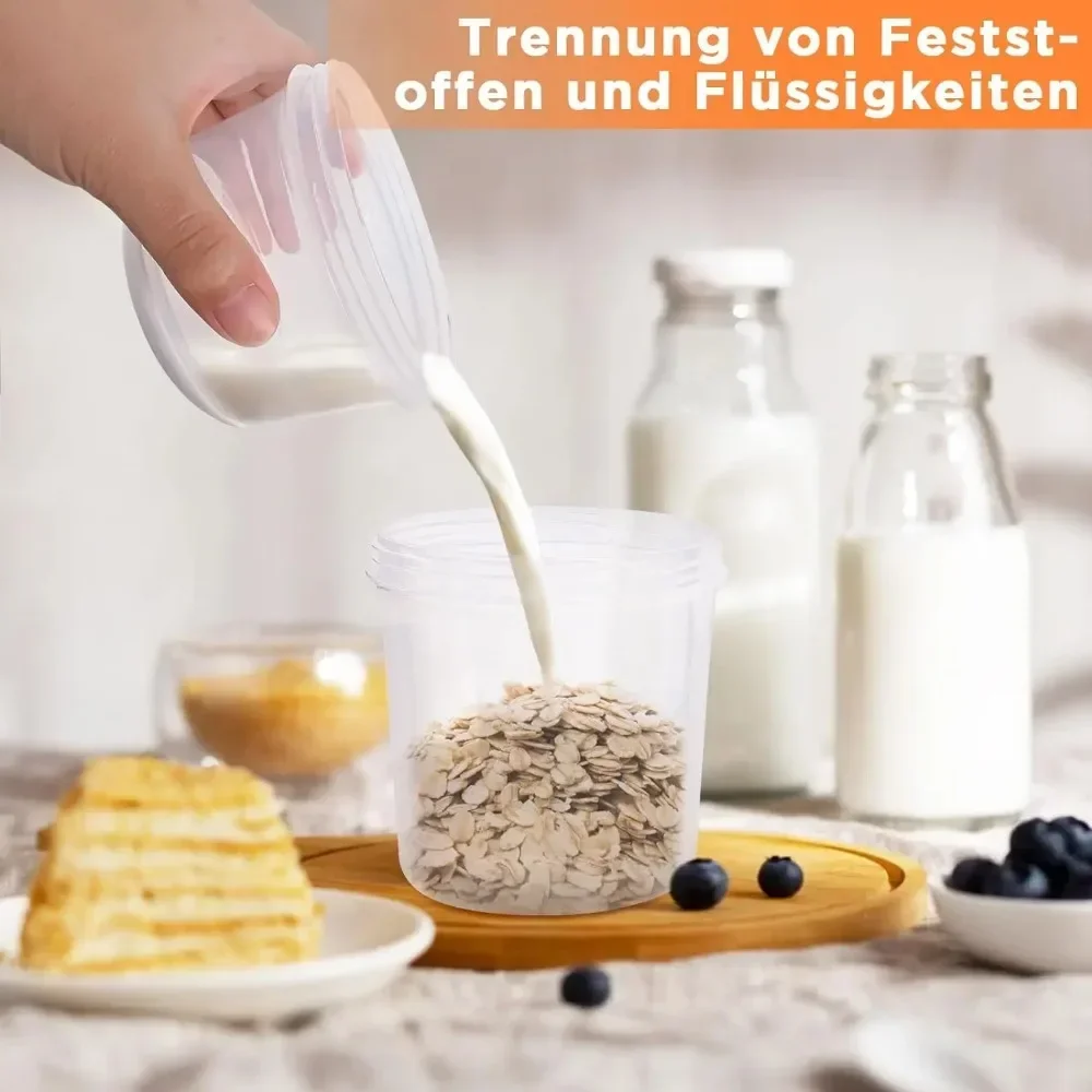 Salad Cup Breakfast Cups Portable Food Storage Bento Box Oatmeal Cereal Nut Yogurt Container Set with Fork for School view 6