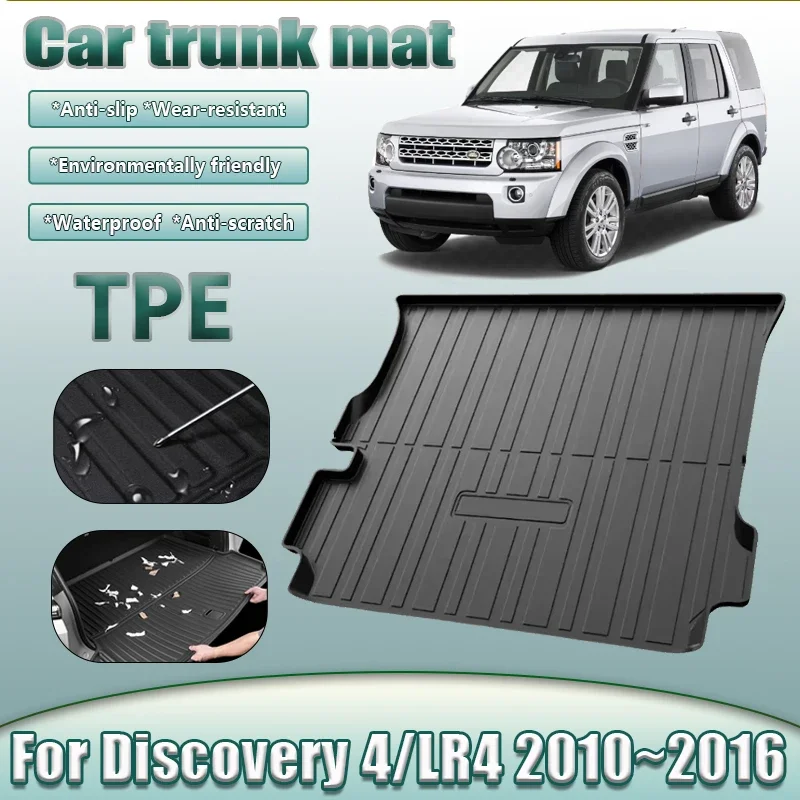 

TPE Car Trunk Mat For Land Rover Discovery 4 / LR4 2010~2016 L319 Black Waterproof Anti-dirty Rubber Material Pads Accessories