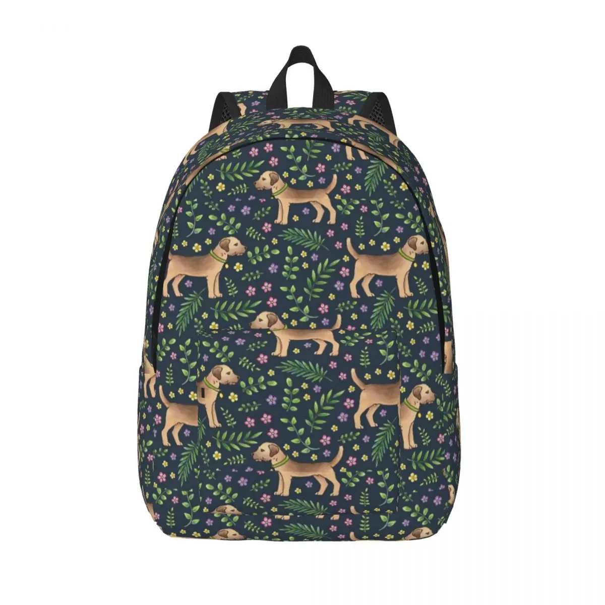 Border Terriers Spring Floral for Men Women Student School Bookbag Dog Lover Canvas Daypack Middle High College Sports