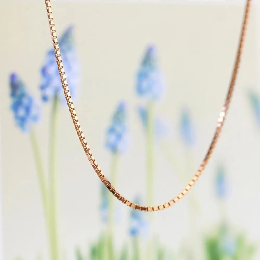 

Lobster Clasp Slim 45cm Women Girls Men Rose Gold Box Chain Jewelry Necklace