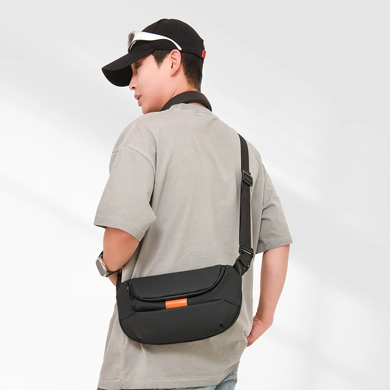 

New Trendy Men's Crossbody Bag Lightweight with Multiple Layers of Large Storage Waterproof Waist Bag for Party School Bag
