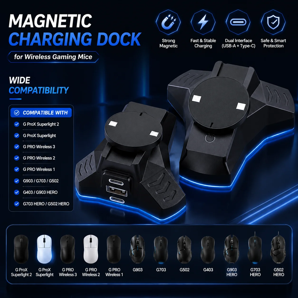 Wireless Mouse Charger Chargin - Logitech Mouse G Pro X Superlight recension och pris