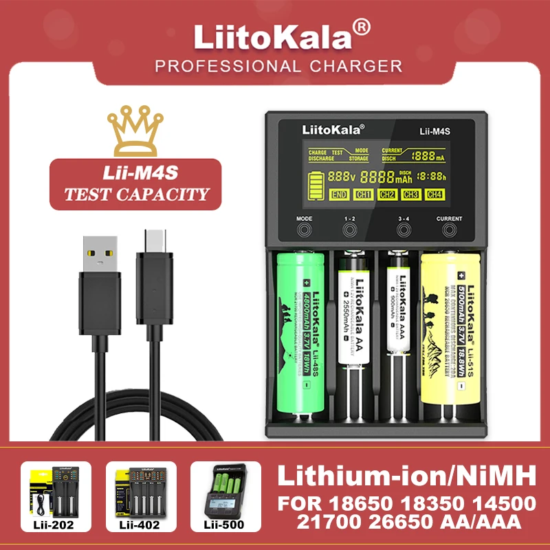 Lii-500 lii-M4S Liitokala lii-402 lii-202 inteligentna ładowarka 3.7V 18650 26650 20700 18350 14500 AA AAA 1.2V ładowarka