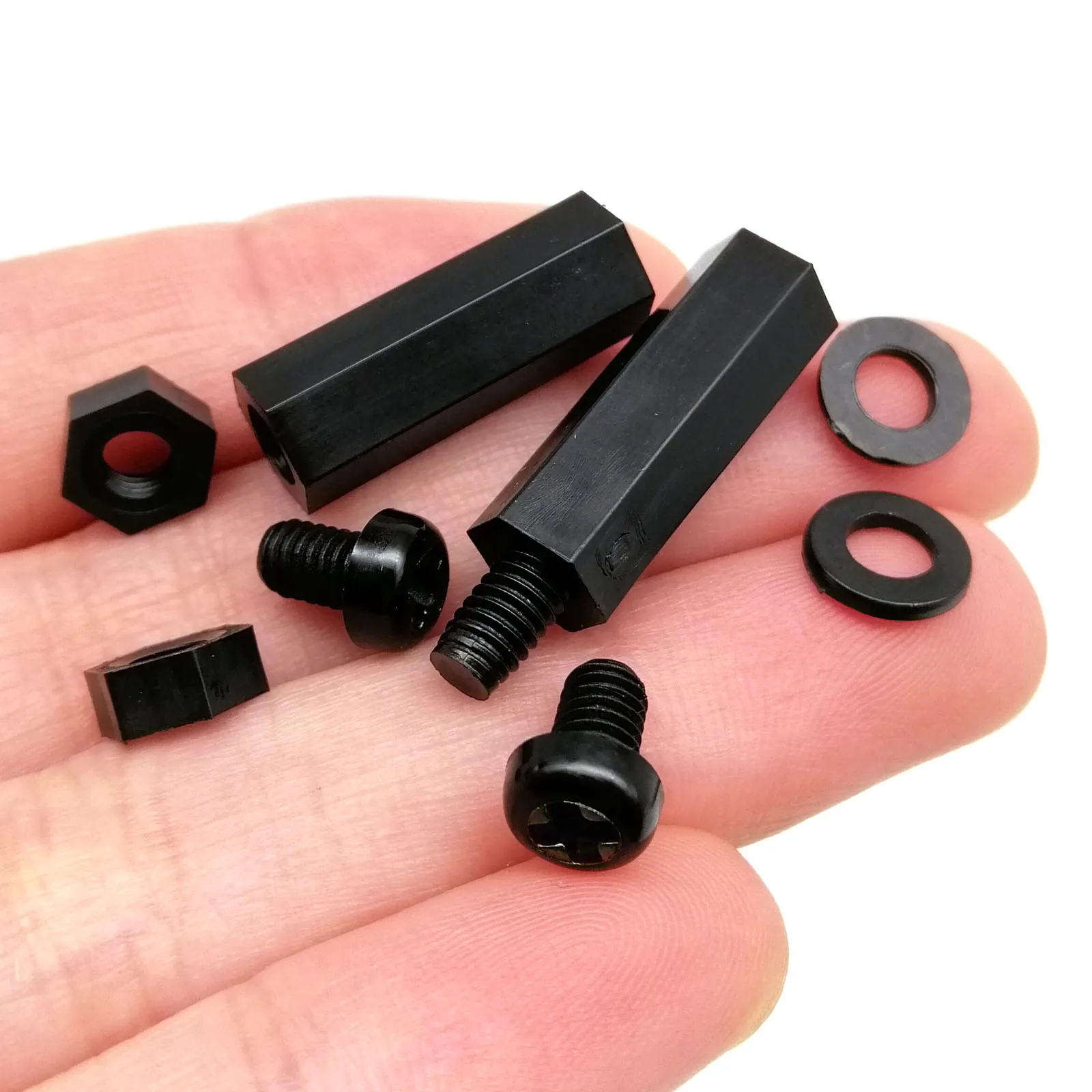 1 Box Plastic Nylon Hex Hexagon Spacer Column Standoff Screw Nut Washer Kit Set for PCB Motherboard M2 M2.5 M3 M4 Black White