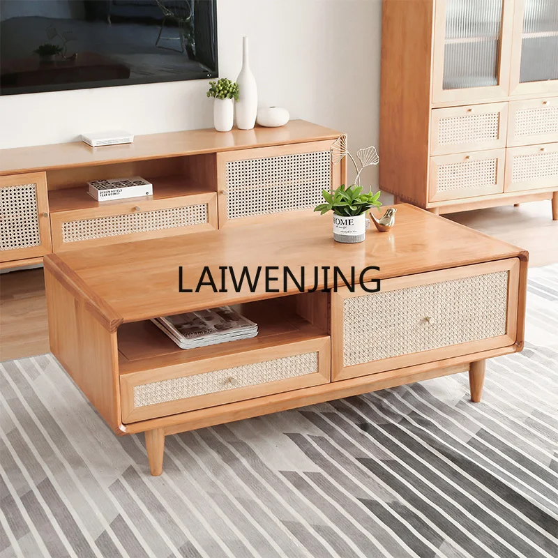 

SGF solid wood coffee table rattan tea table log tea table