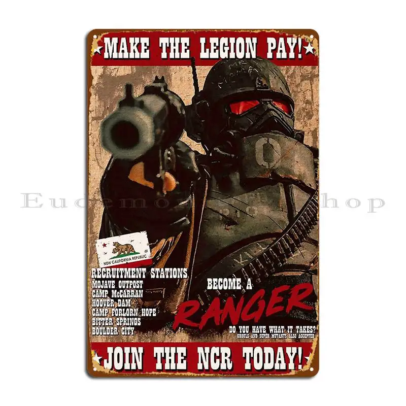 Power Dead End Post Apocalypse Doomsday Cunning Fallout New Vegas Ncr Ranger Пропаганда Металлическая вывеска Фреска Создать жестяную вывеску Плакат