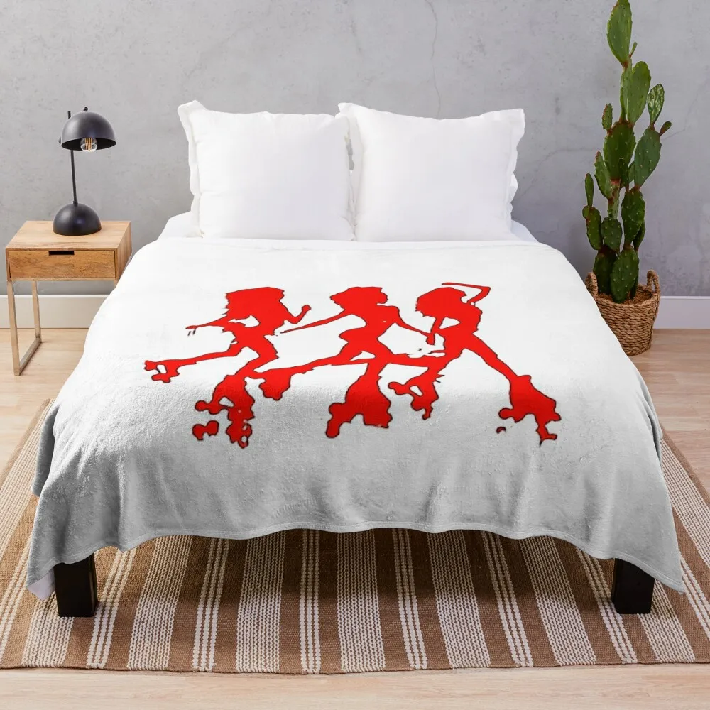 Three Sisters Roller Skating Silhouette Red Summer Vibe Throw Blanket Tourist Bed linens Blankets