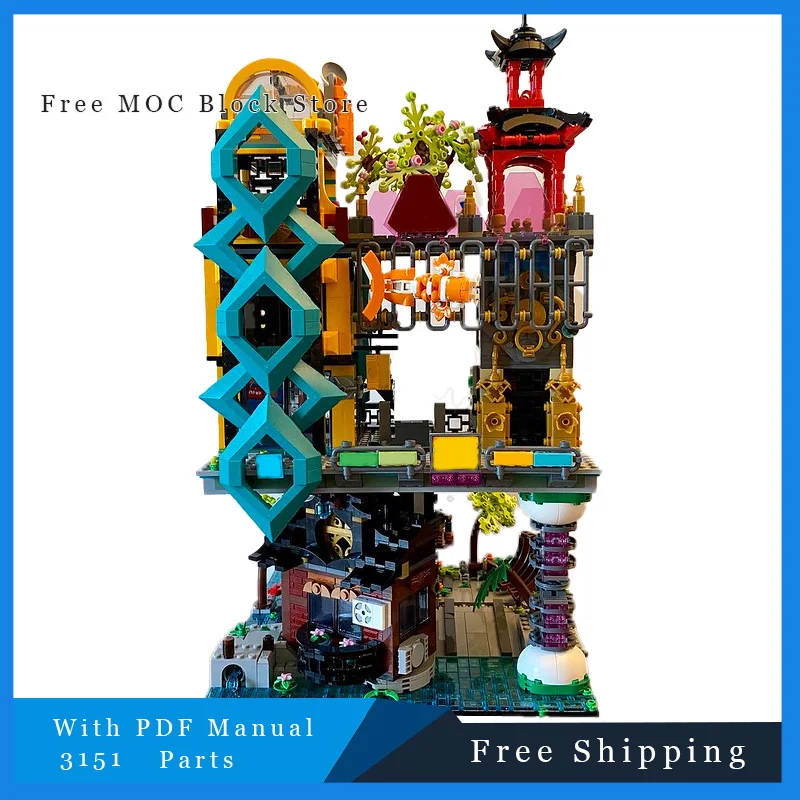 

3151 Parts Ninjagosadd City Spa Custom , Includes Old Shipyard and Souvenir Shop Building Blocks DIY Toy Birthday Christmas Gift