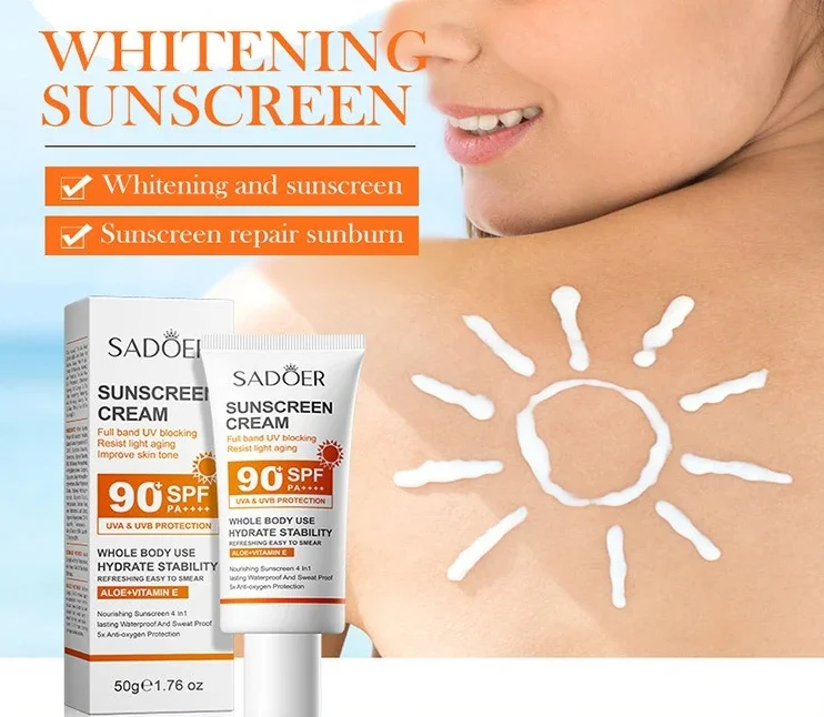 

SADOER SPF 90+ Солнцезащитный крем для лица, защита для всего тела, устойчивый к солнечному УФ-излучению, восстанавливающий солнечный блокатор, солнцезащитный крем для лица