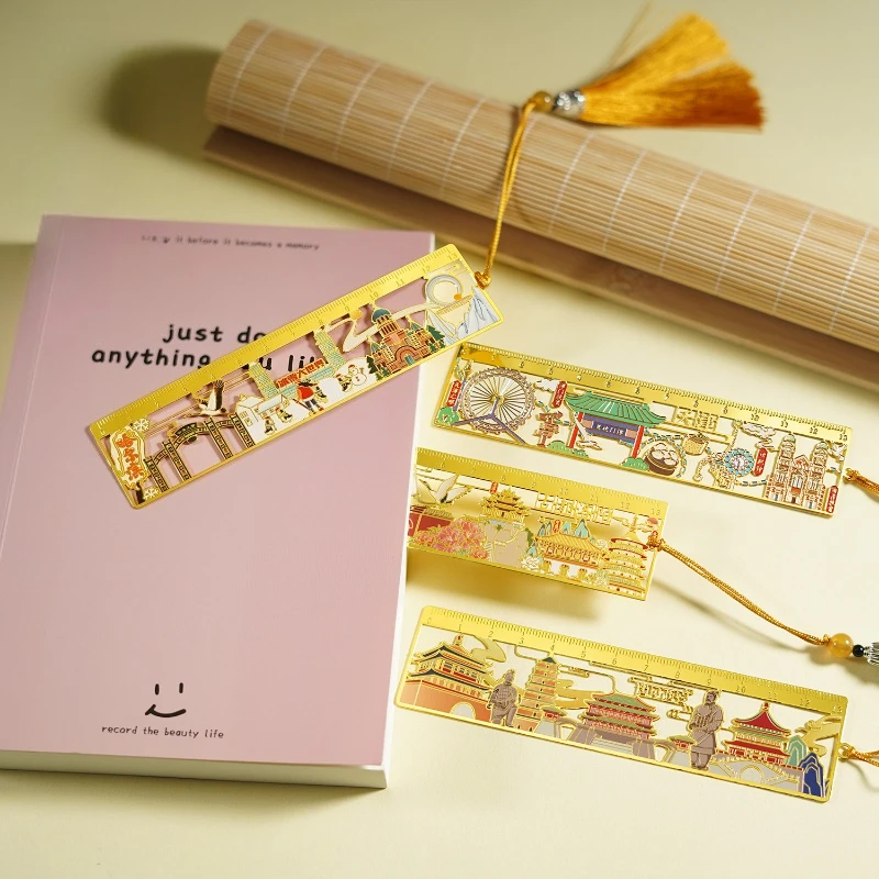 Cultural Creative Souvenir Metal Bookmark, Chinese Famous City Landmark Design for Reading Multiple Places To Choose