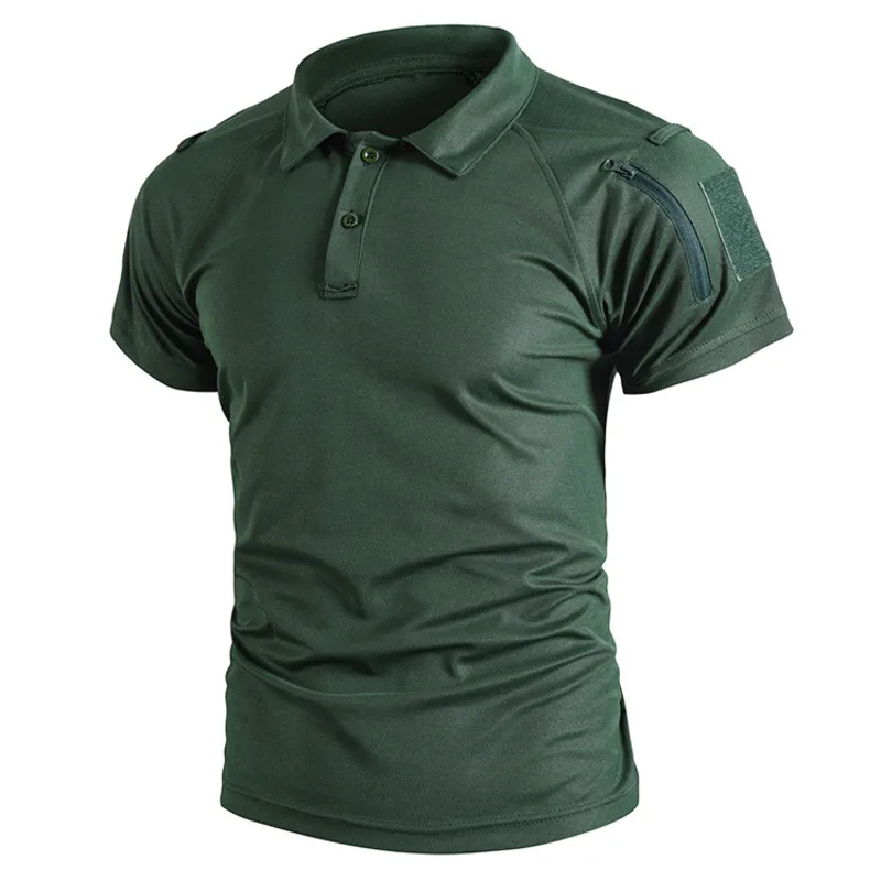 Summer Men's Quick Dry Tactical Polo Shirt Lightweight Short Sleeve Moisture Absorbing Breathable