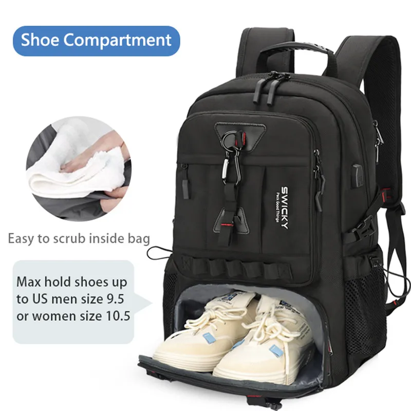 SWICKY Male multifunction fashion business casual travel waterproof 15.6 inch 17.3 inch Laptop men backpack,Boys' school bags