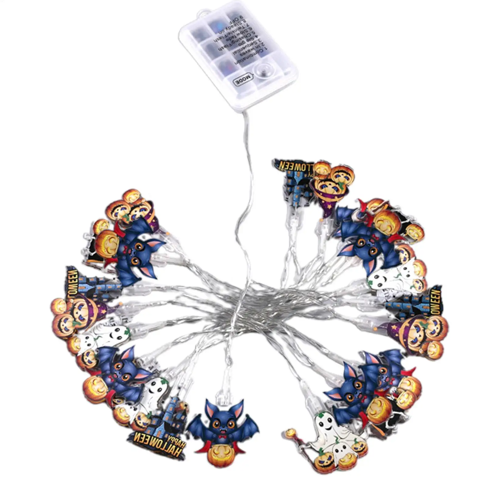 Halloween String Lights 8 Modes Ghost Pumpkin LED String Light With 20 Bulbs Festival LED Decorations For Indoor Outdoor Home