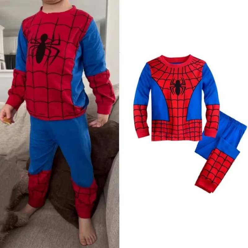 

Disney Children's Spiderman Pajama Set for Boys Cartoon Superhero Spider Cosplay Costume Long Sleeve Girls Sleepwear