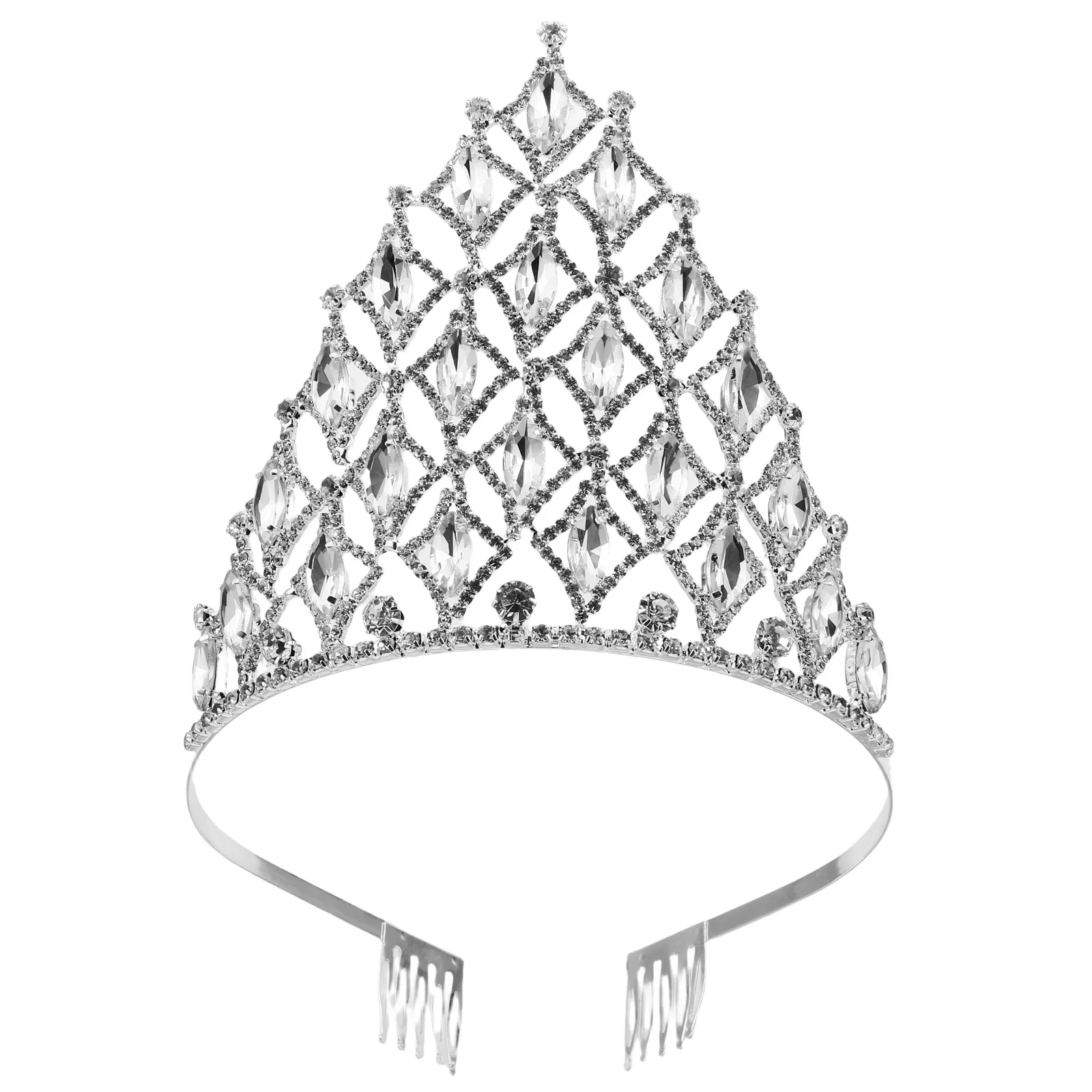 

Exquisite Women Tiara Crown Sparkling Rhinestone Headwear with Comb for Bridal Prom Party Wedding Headpiece Accessory