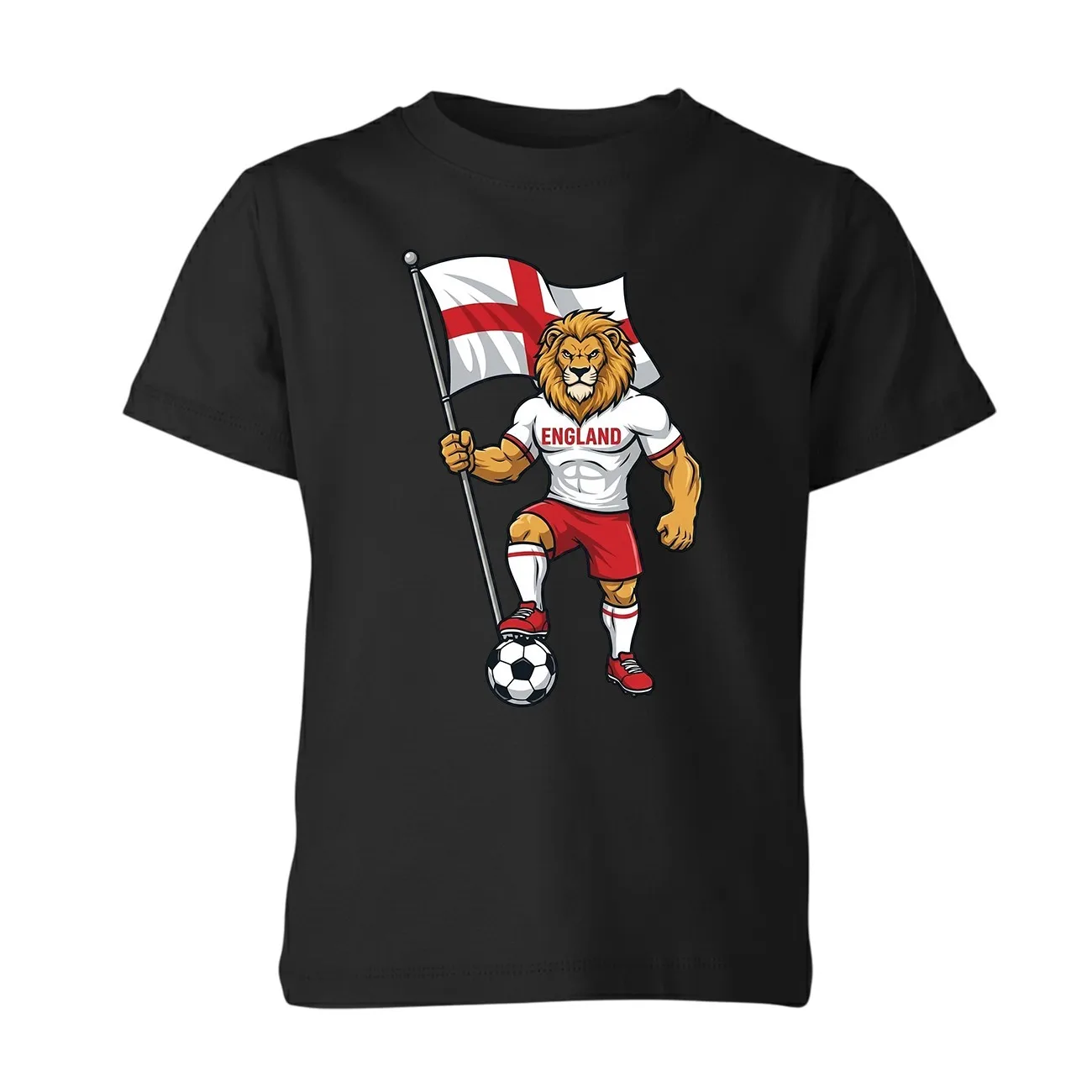 England Three Lions Soccer T‑Shirt Men Women Patriotic St George Flag Lion Mascot Football Fan Matching Couple Casual Tee Gift
