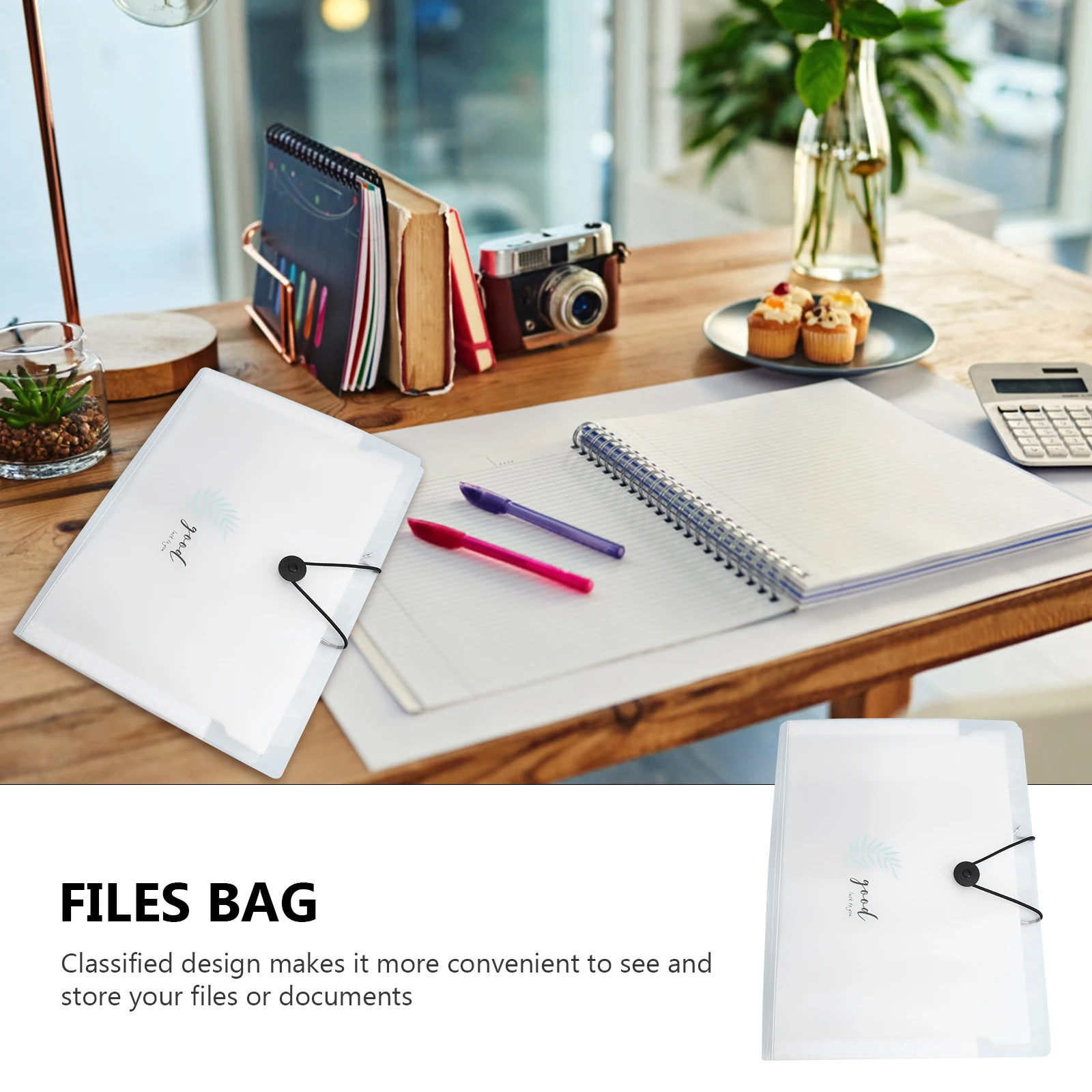 

1Pcs Bind Type Accordion File Bag Large Capacity Waterproof Plastic Document Holder for Office School Stationery Storage Files