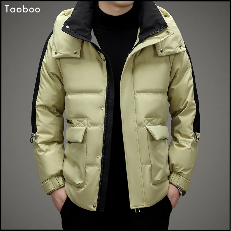 

Taoboo 2024 New High Street winter jackets for men Classic Style Loose hooded Jackets Fashion Casual Striped 90% White Duck Down