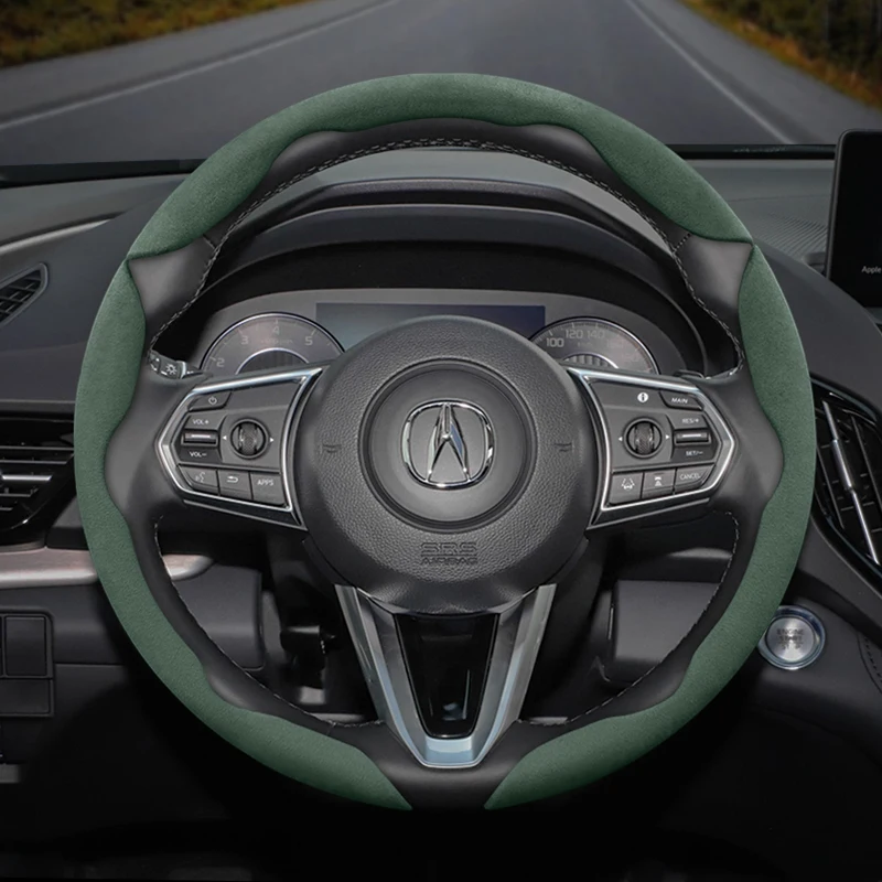 Suitable for Acura Anti-Slip Buckle Segmented Suede Steering Wheel Cover Suitable for Mdx Rsx Integra Tlx 2015 Rl Ilx Csx 2010 Tl 2008 Type S Dc2 Tsx Wagon Rdx Nsx Rlx