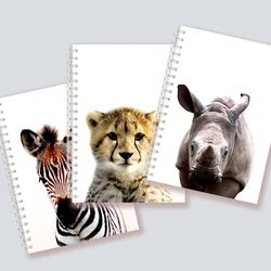 Cuaderno en espiral de Safari para niños, cuaderno con estampado de animales, león, elefante, jirafa, libro de notas, póster de arte, Bloc de notas nórdico moderno para regalo