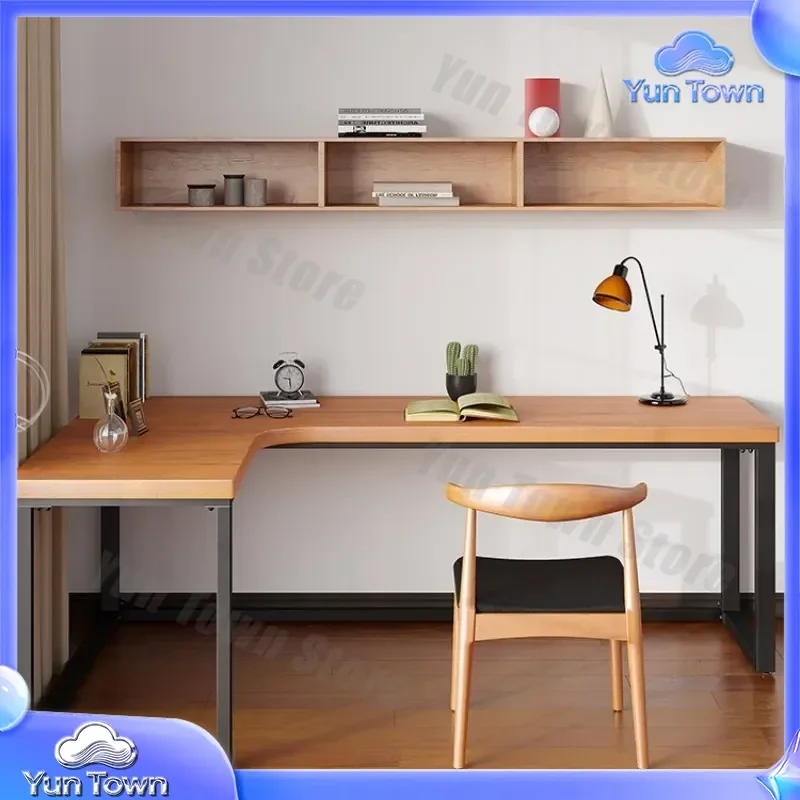 L-Shaped Corner Desk for Home Office Study Writing Computer Table Nordic Solid Wood Living Room Desk for Small Space