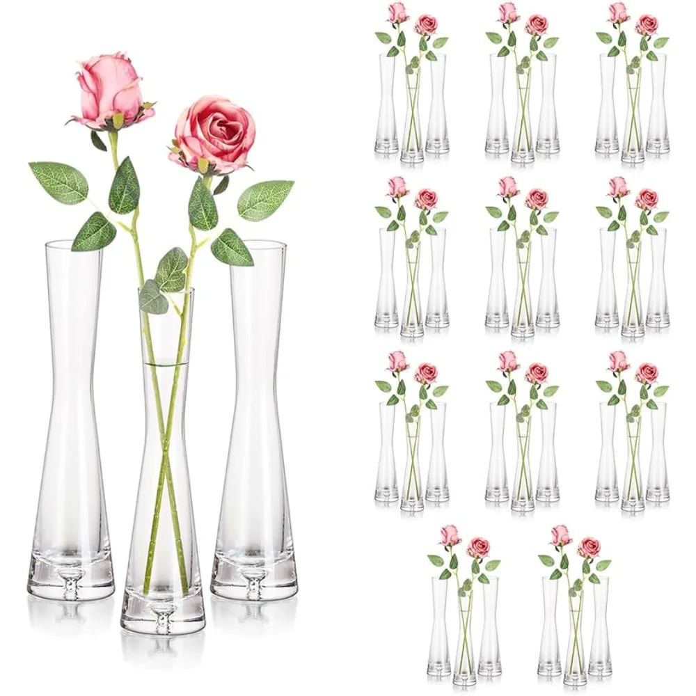 

Glass Bud Vases for Centerpieces Set of 36 Handmade Modern Clear Small Skinny Decorative Single Flower Vase 7.87"Freight Free