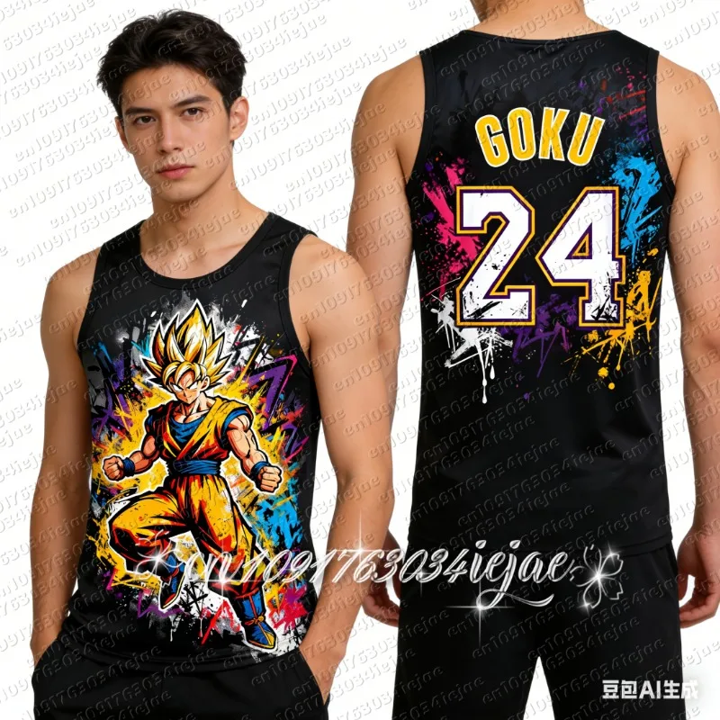 2026 Neue Dragon Ball Z Goku Sonderedition Basketball-Trikot für Erwachsene Herren Basketball-Sportweste Kinder Spezielles Atmungsaktives Trikot