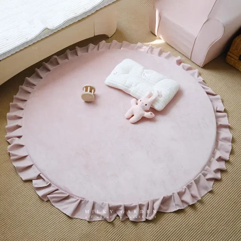 Spiel matte Baby kriechende Decke Boden teppich für Kinderzimmer Matten weiche Baumwolle gepolsterte Spiel matte runde Teppiche Neugeborenes Mädchen Junge Geburts geschenk