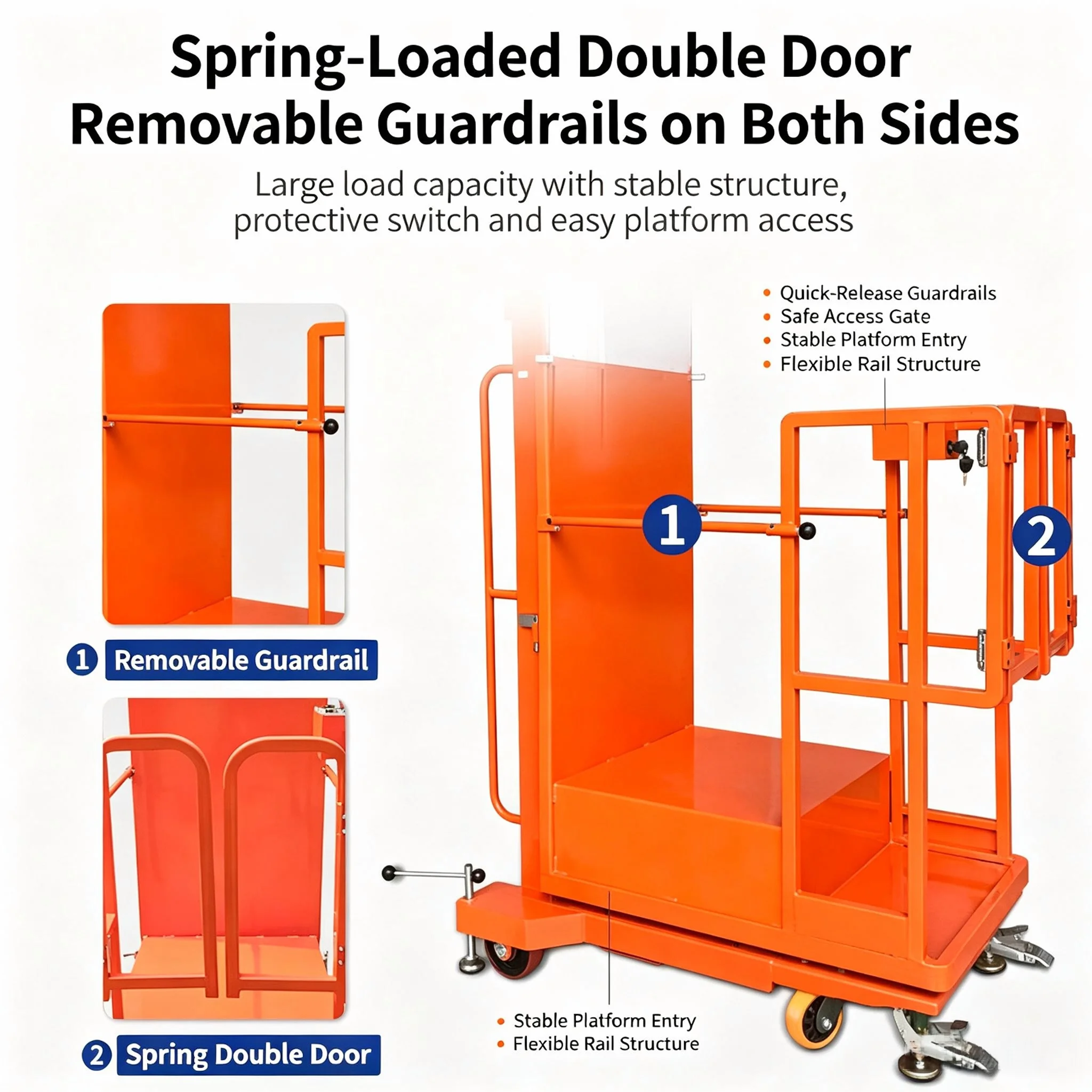 Full Electric Order Picker 200kg Capacity 2.7-4.5m Platform Height Warehouse Stock Picking Lift