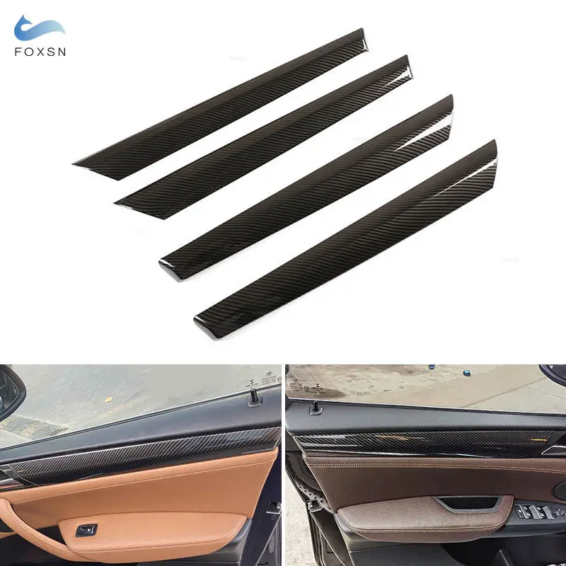 For BMW X3 F25 X4 F26 2011 2012 2013 2014 2015 2016 2017 Door Panel Window Strips Cover ABS Carbon Style Trim Inner Accessories